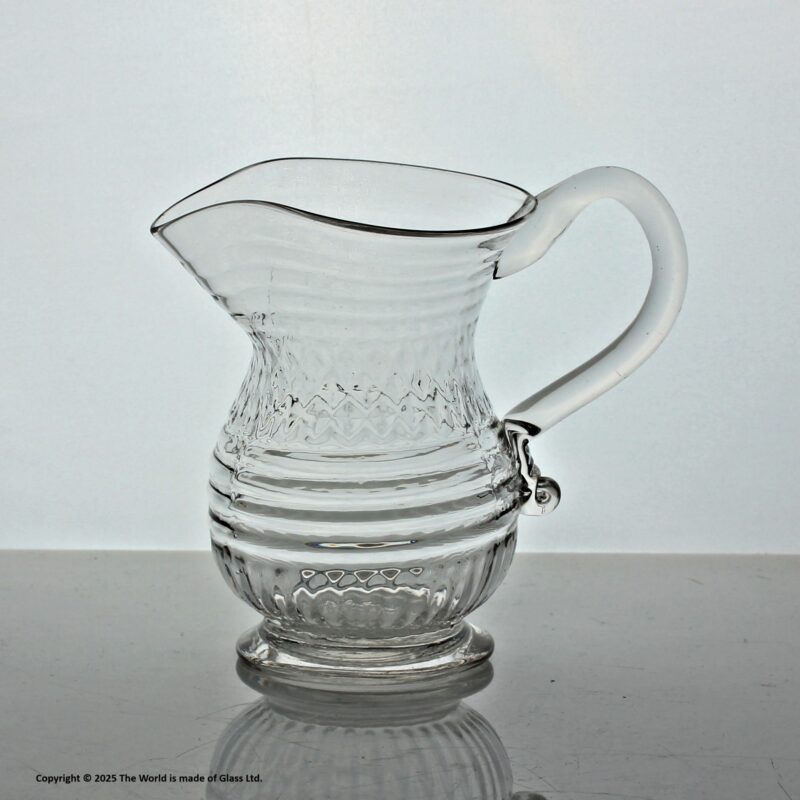 Georgian large mould-blown clear glass cream jug