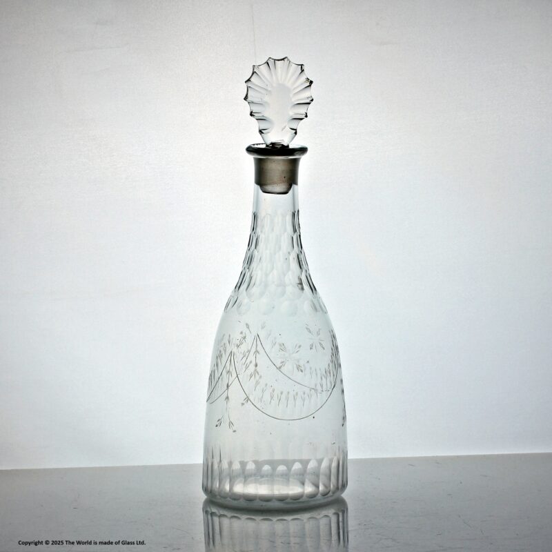 Georgian small swag and tail engraved taper spirit decanter