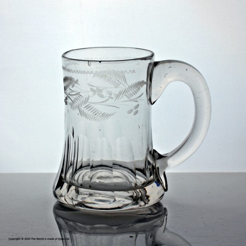 Victorian fern-engraved glass tankard