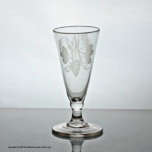 Georgian dwarf ale glass engraved with hop and barley ears