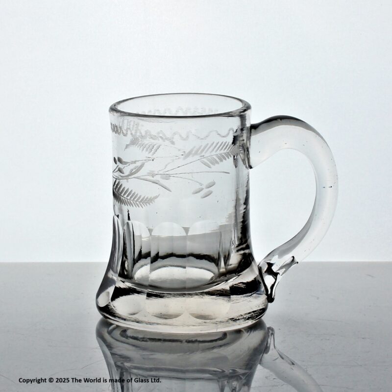 Victorian small fern-engraved tankard or port sipper