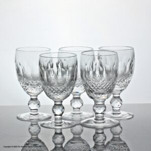 Set of five Waterford Crystal Colleen pattern white wine or sherry glasses