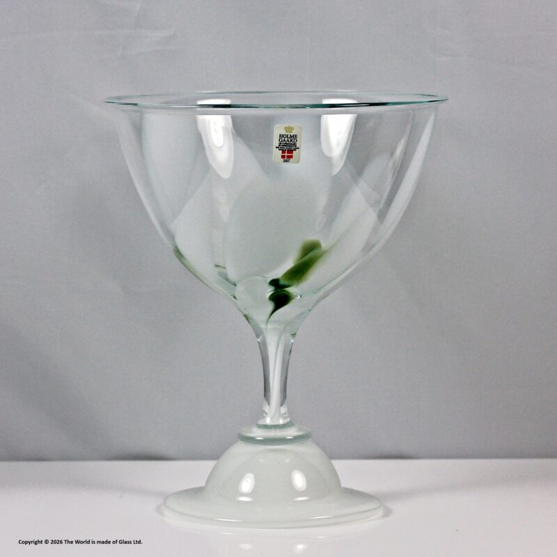 Holmegaard pedestal glass bowl, white opaline