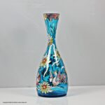 José Royo, Catalonia, early 20th century blue glass enamelled vase