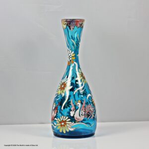 José Royo, Catalonia, early 20th century blue glass enamelled vase