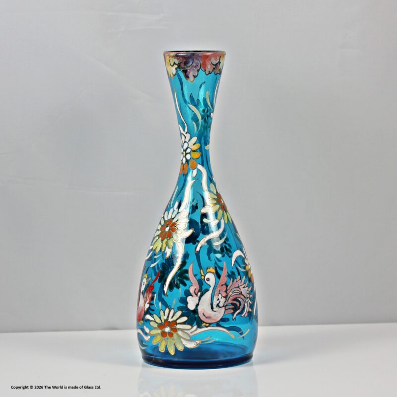 José Royo, Catalonia, early 20th century blue glass enamelled vase