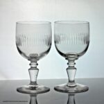 Victorian pair of cut glass ovoid bowl glass wine goblets