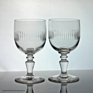 Victorian pair of cut glass ovoid bowl glass wine goblets