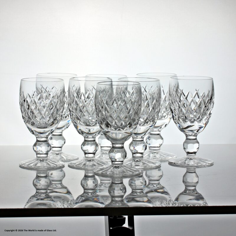 Set of eight Waterford Crystal Donegal pattern sherry glasses