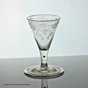 Georgian engraved funnel bowl dram or gin glass