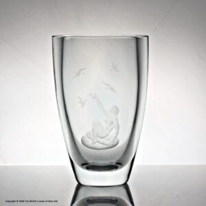 Vicke Lindstrand for Orrefors, engraved glass vase