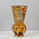 José Royo, Catalonia, Spain, orange glass enamelled vase