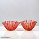 Victorian pair of Stevens and Williams fluted cranberry bowls