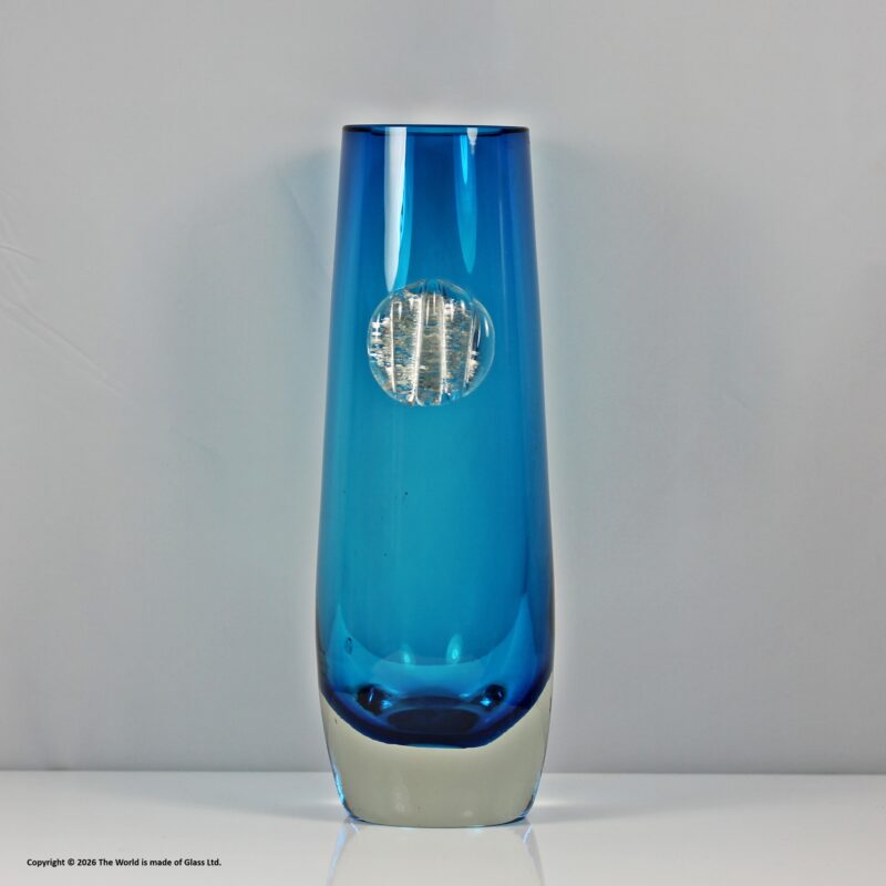 Milan Metalak for Harachov Glassworks, blue sommerso vase with mica inlay