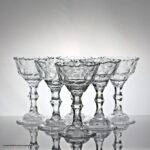 19th century set of six facet cut double ogee bowl sweetmeat glasses
