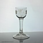 Georgian engraved plain stem wine glass, cup bowl
