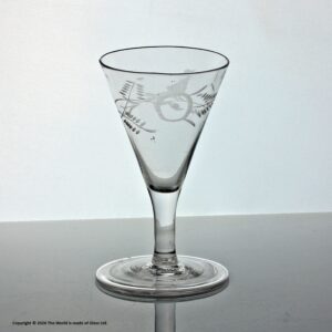 Georgian engraved funnel bowl dram or gin glass