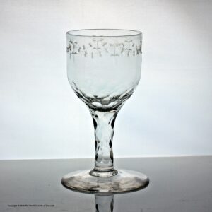 Georgian engraved facet cut stem wine goblet