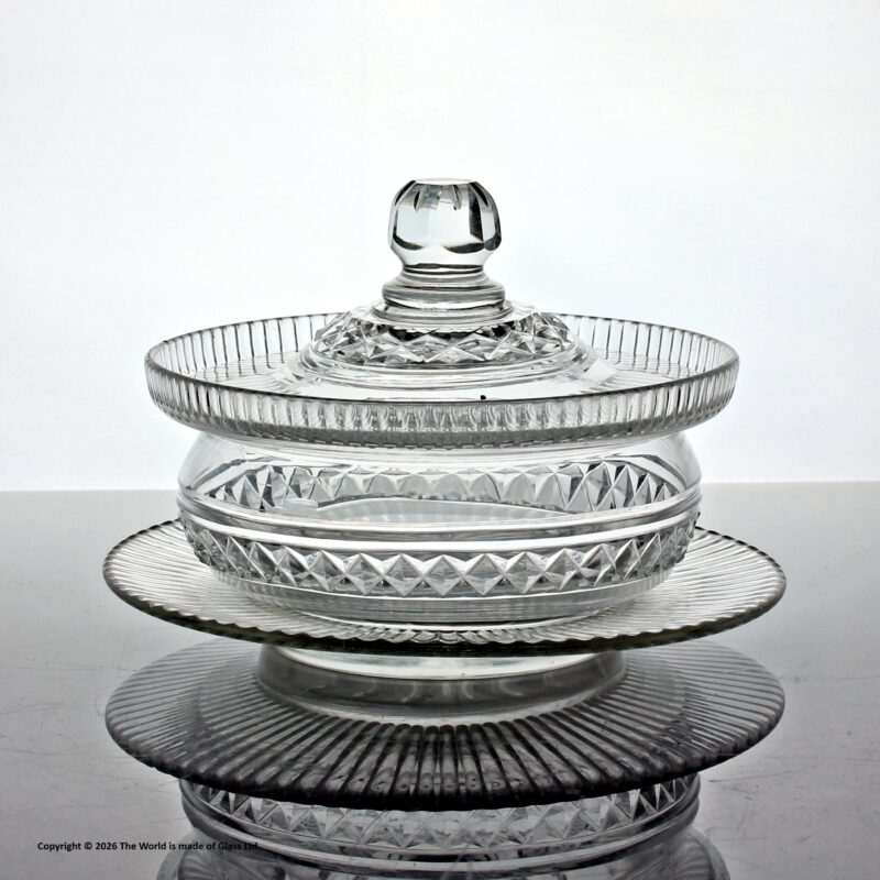 Early Victorian cut glass sugar bowl or preserve pot