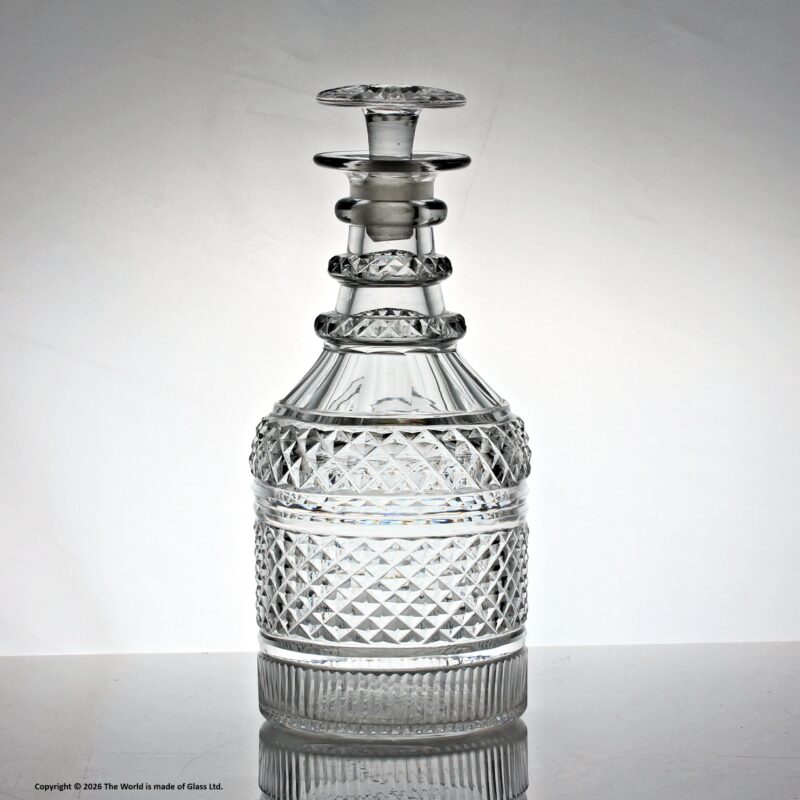 William IV/early Victorian, hobnail-cut cylinder or Nelson decanter