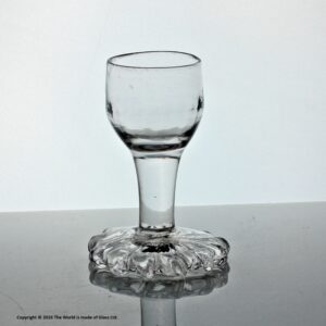 Georgian plain stem firing dram glass with an oversewn foot
