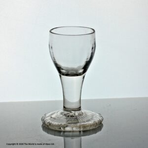 Georgian plain stem dram glass with an undersewn foot