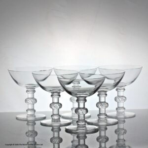 Set of six Lalique St. Hubert pattern champagne coupes