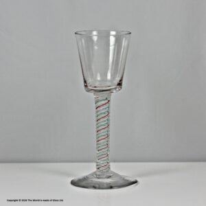 Georgian red and green colour twist wine glass