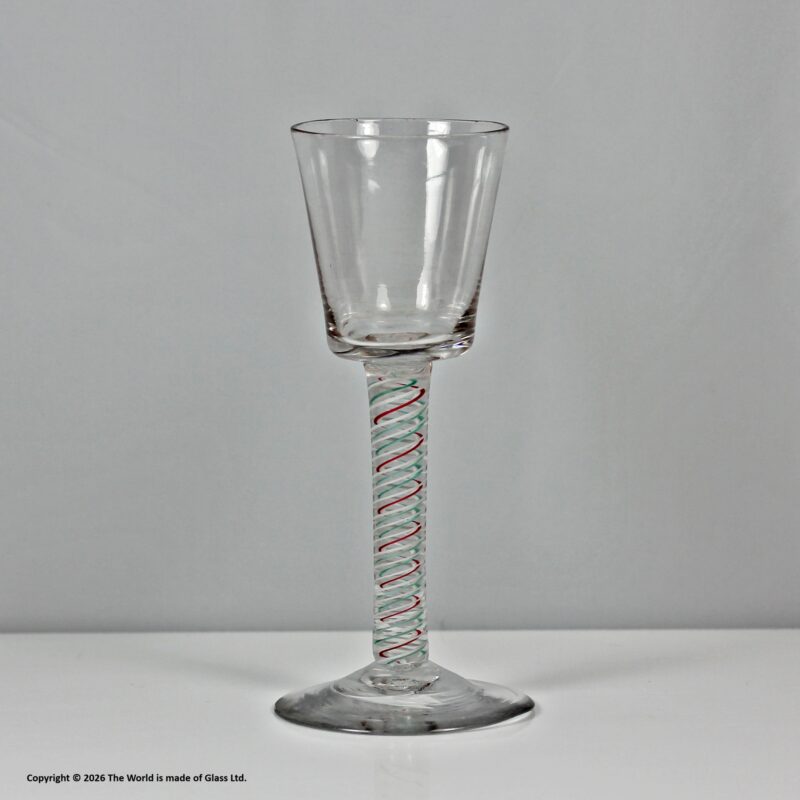 Georgian red and green colour twist wine glass