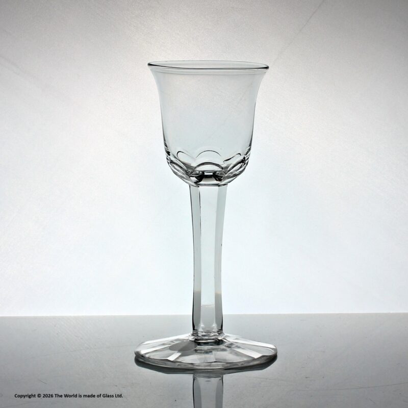Georgian, rare, slice-cut stem wine glass, tulip bowl