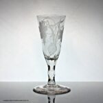 Georgian hop and barley engraved facet cut stem ale flute
