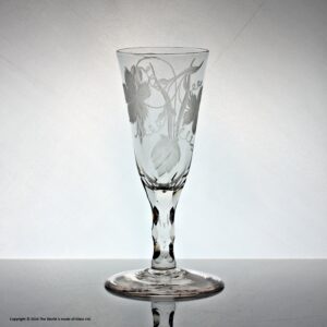 Georgian hop and barley engraved facet cut stem ale flute