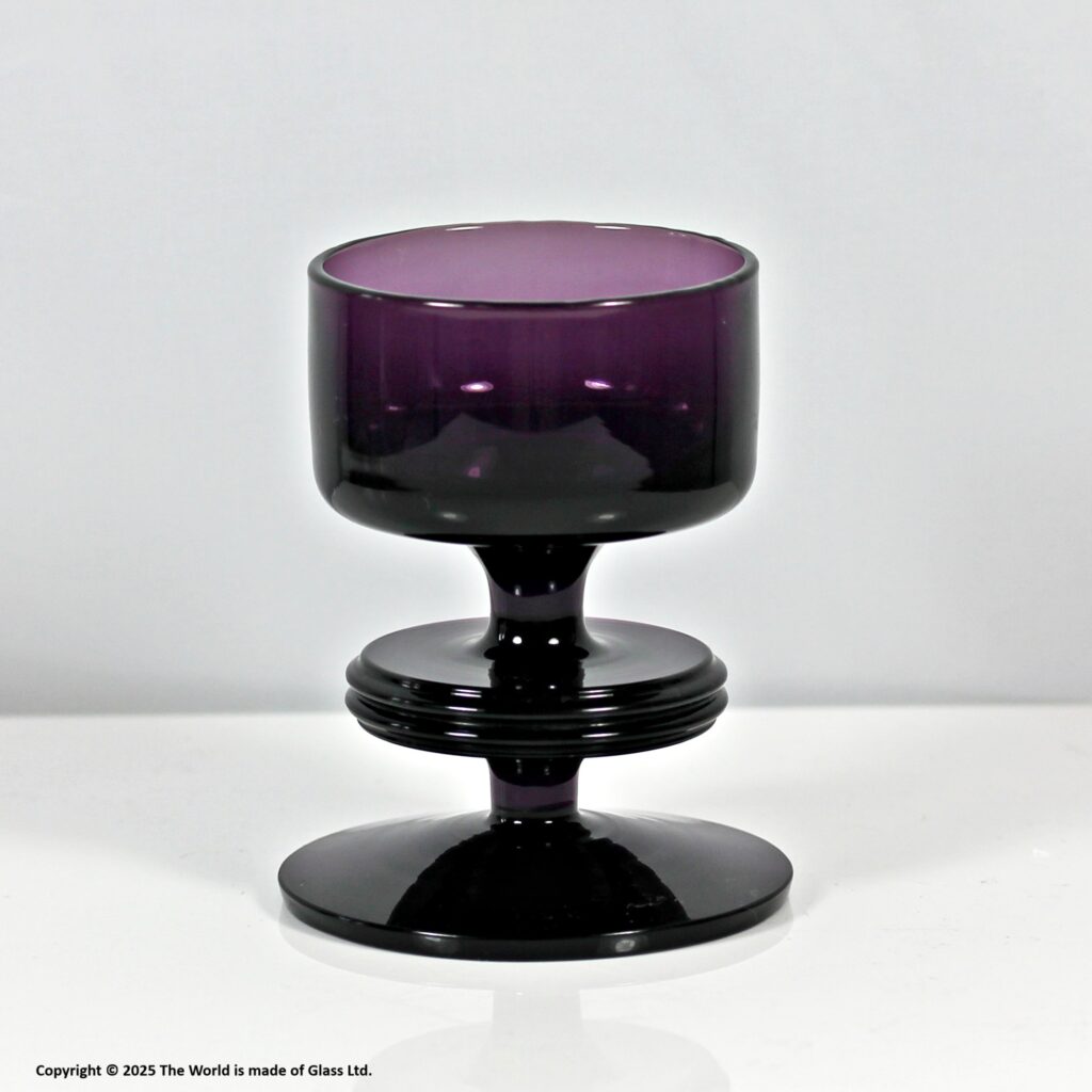 Wedgwood Glass Sheringham candlestick, one ring, amethyst