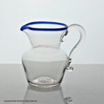Georgian plain bowl cream jug with blue glass rim