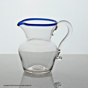 Georgian plain bowl cream jug with blue glass rim