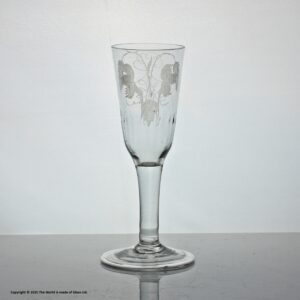 Georgian plain stem hop and barley engraved ale glass