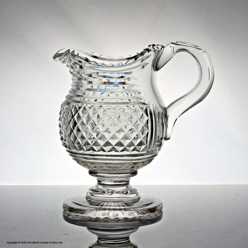Georgian, Anglo-Irish hand-blown, cut glass water jug