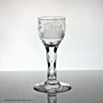 Georgian small facet cut stem wine glass, Chinoiserie engraving