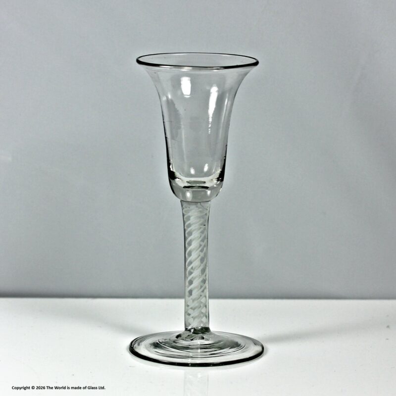 Georgian Continental opaque twist wine glass, bell bowl
