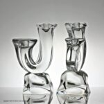 Pair of Daum, Nancy, heavy lead crystal candlesticks