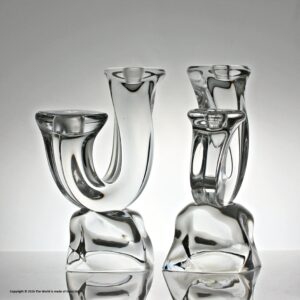 Pair of Daum, Nancy, heavy lead crystal candlesticks