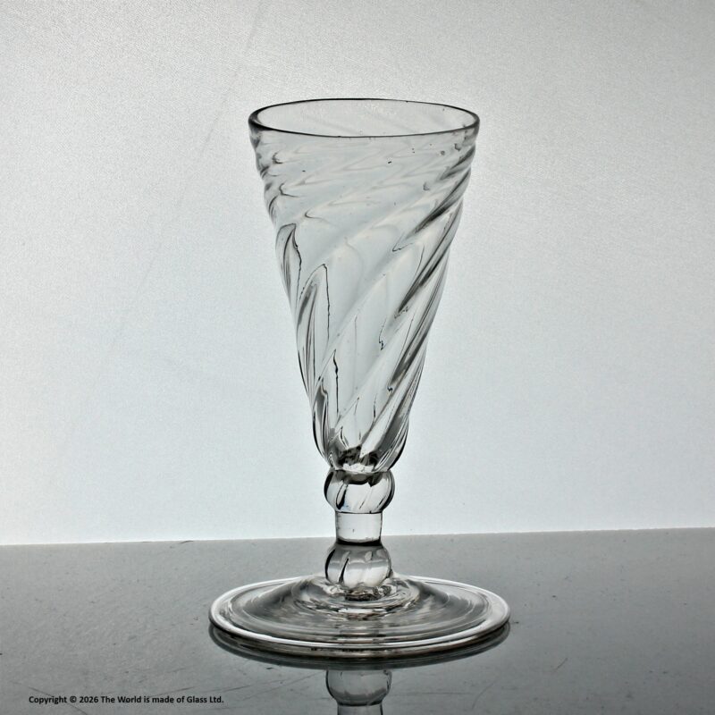Georgian wrythen moulded dwarf ale glass, folded foot
