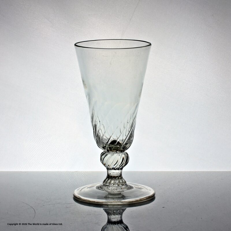 Georgian large wrythen moulded dwarf ale glass or goblet