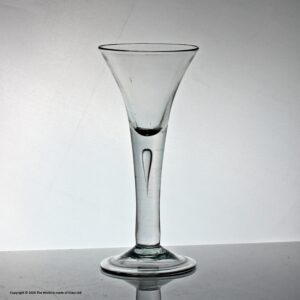 Georgian plain stem wine glass, trumpet bowl, ar tear, folded foot