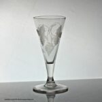 Georgian, English, hop & barley engraved plain stem ale glass