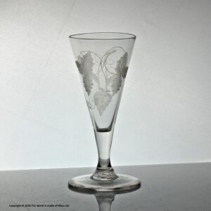 Georgian, English, hop & barley engraved plain stem ale glass