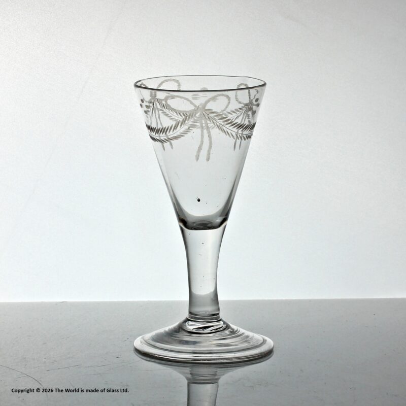 Georgian swag and tail engraved dram or gin glass