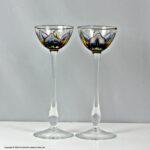 Pair of Theresienthal hand-enamelled cordial glasses