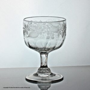 Victorian etched glass rummer, trailing, fruiting vine