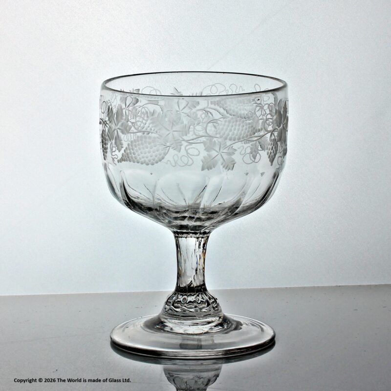 Victorian etched glass rummer, trailing, fruiting vine